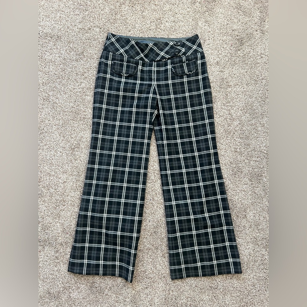 Anthropologie Taikonku Plaid Black Wide Leg Pants